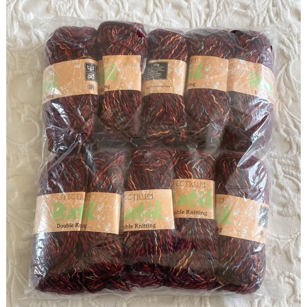 10 skeins Spectrum Batik Double Knitting yarn Red Multi Acrylic 50g Made England